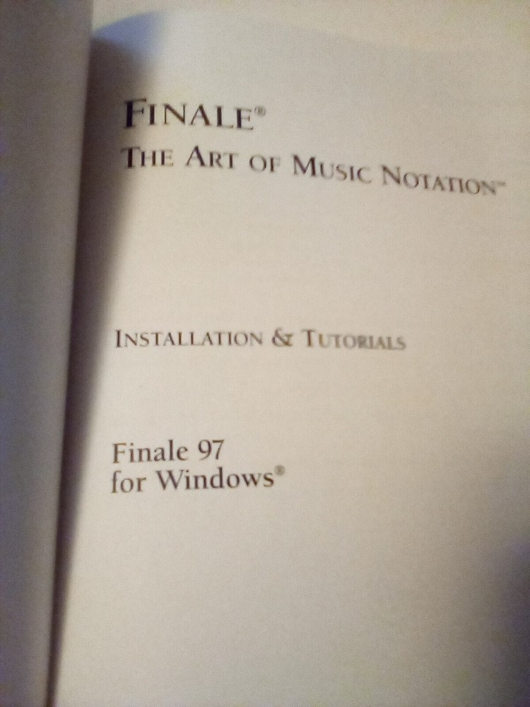 Finale Installation & Tutorials 1997 Windows Coda Music Technology First Print