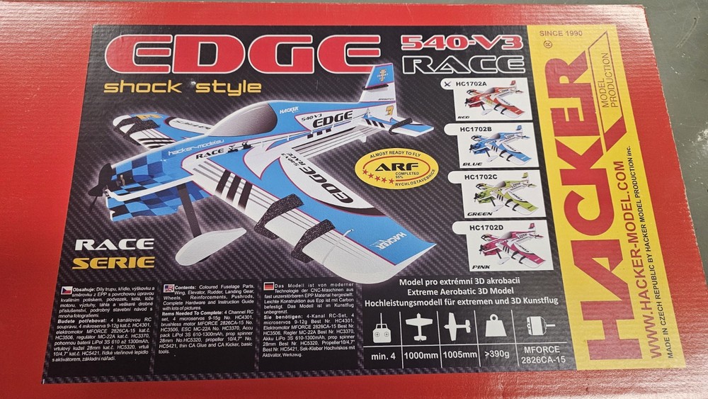 Hacker Models 39" EPP Edge 540 V3 Vermillion 3D Model Plane From Twisted Hobbys