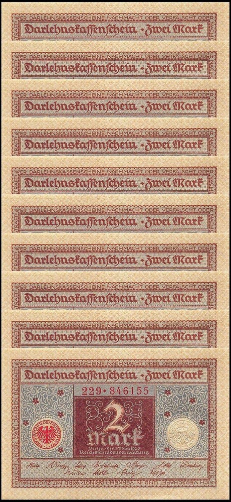 Germany 2 Mark, 1920, P-60, Used X 10 PCS