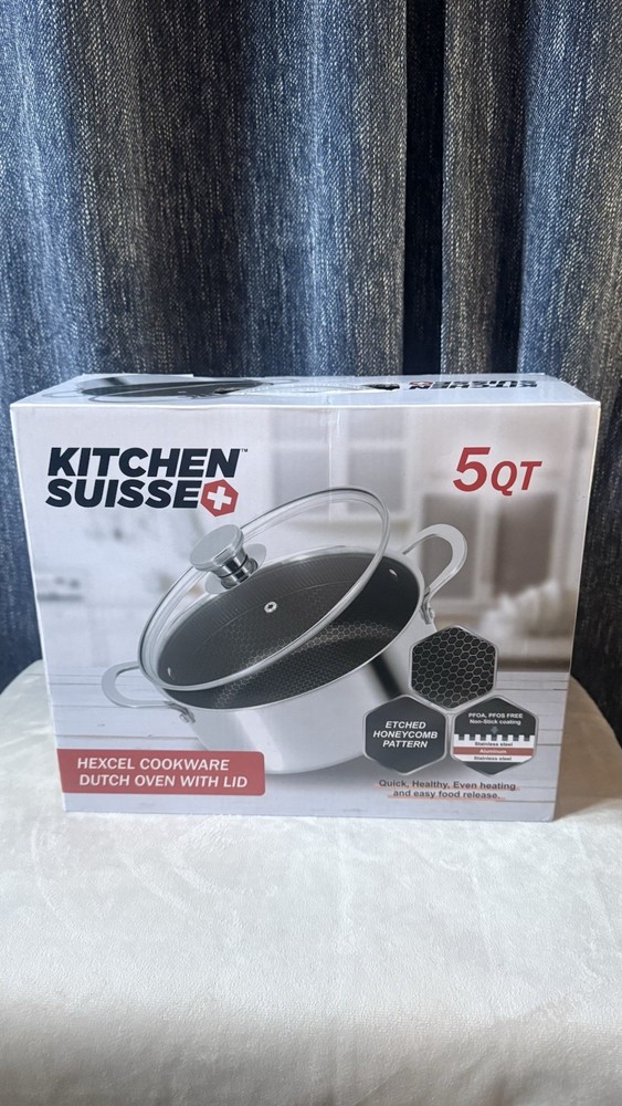 Kitchen Suisse 5 QT Dutch Oven With Lid Hexcel Cookware