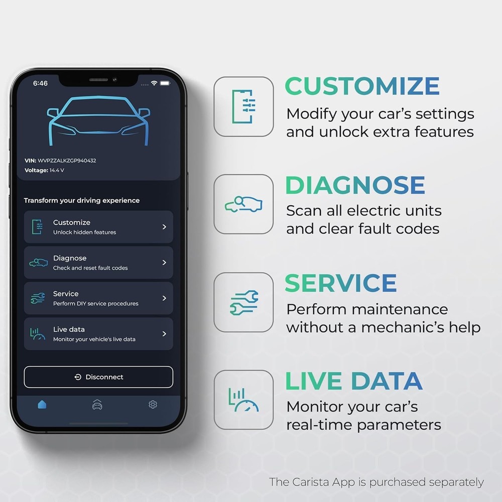Carista OBD - Bluetooth OBD2 Scanner - Car Scanner Diagnostic Tool and Code