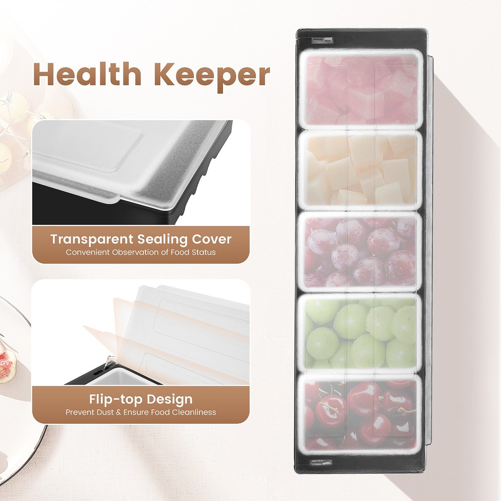 Fruit Box With 5 Compartments 50*15*10cm Compartment Condiment Dispenser