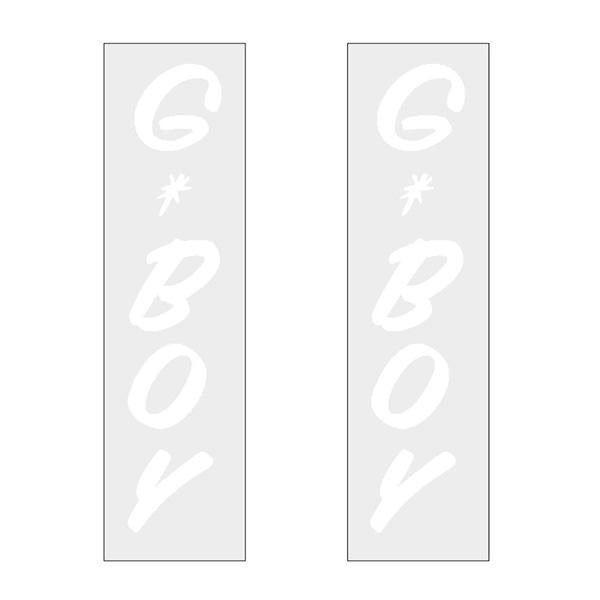 G-BOY Script - WHITE Vertical decal pair