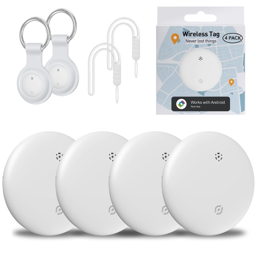 Air Tracker Tags-4 Pack for Android, Item Locator Key Finder Works with Find ...