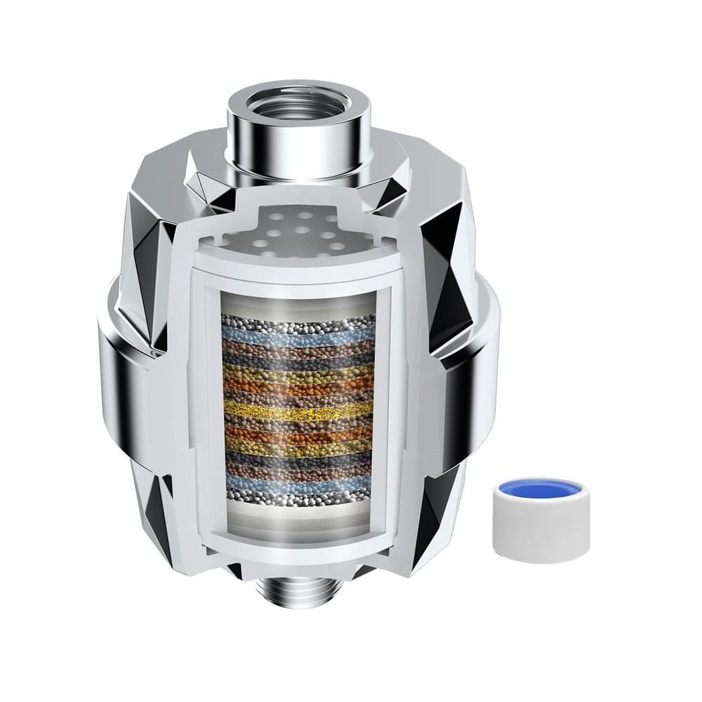 Hibbent Shower Filter for Hard Water, High Output Head Chrome