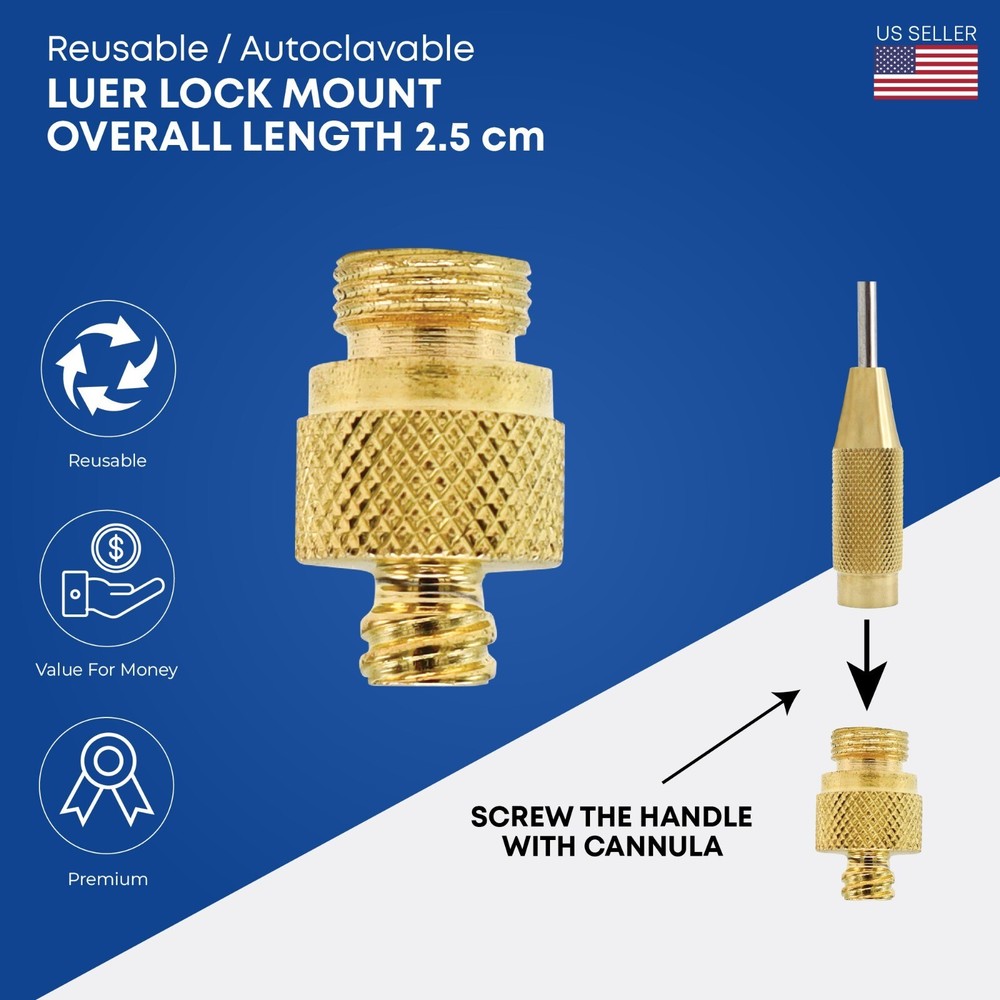 Liposuction Luer Lock TC Mount-Adapter 2.5 cm Plastic Surgery Instruments German