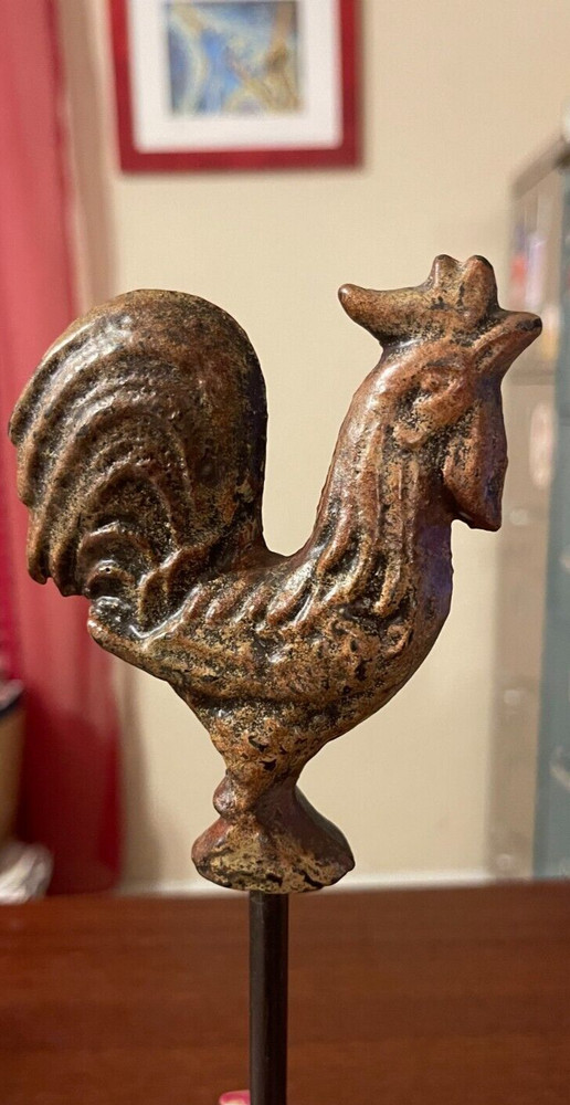 vintage copper Rooster Garden Hose Guide