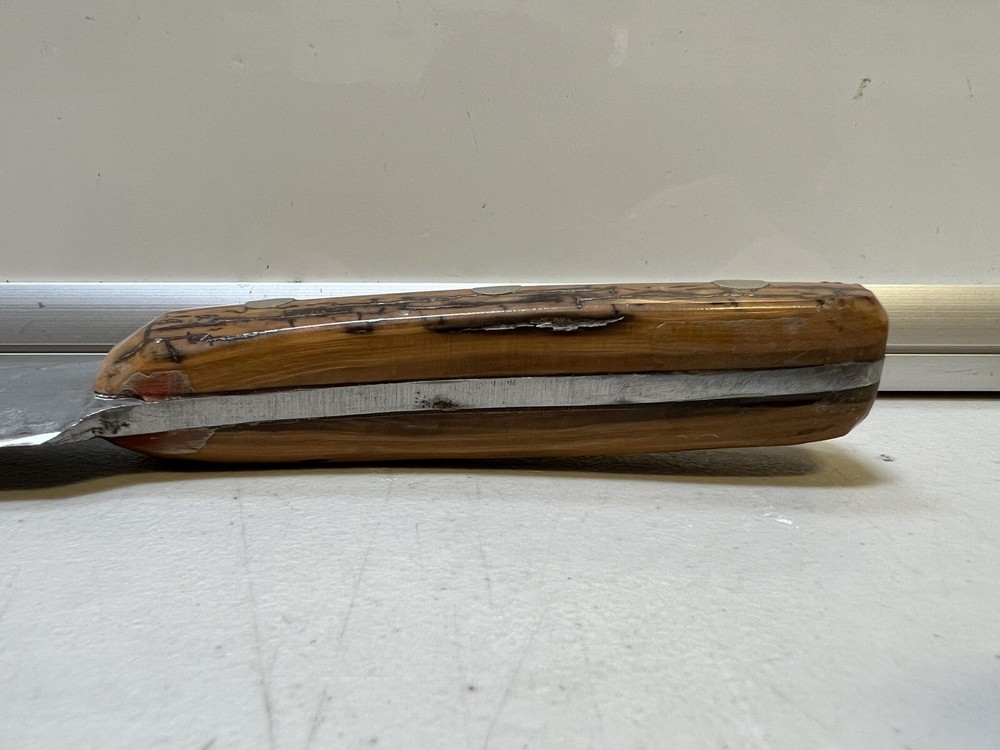 Custom 10.75" Fixed Damascus Steel Knife w/ Wood Handle