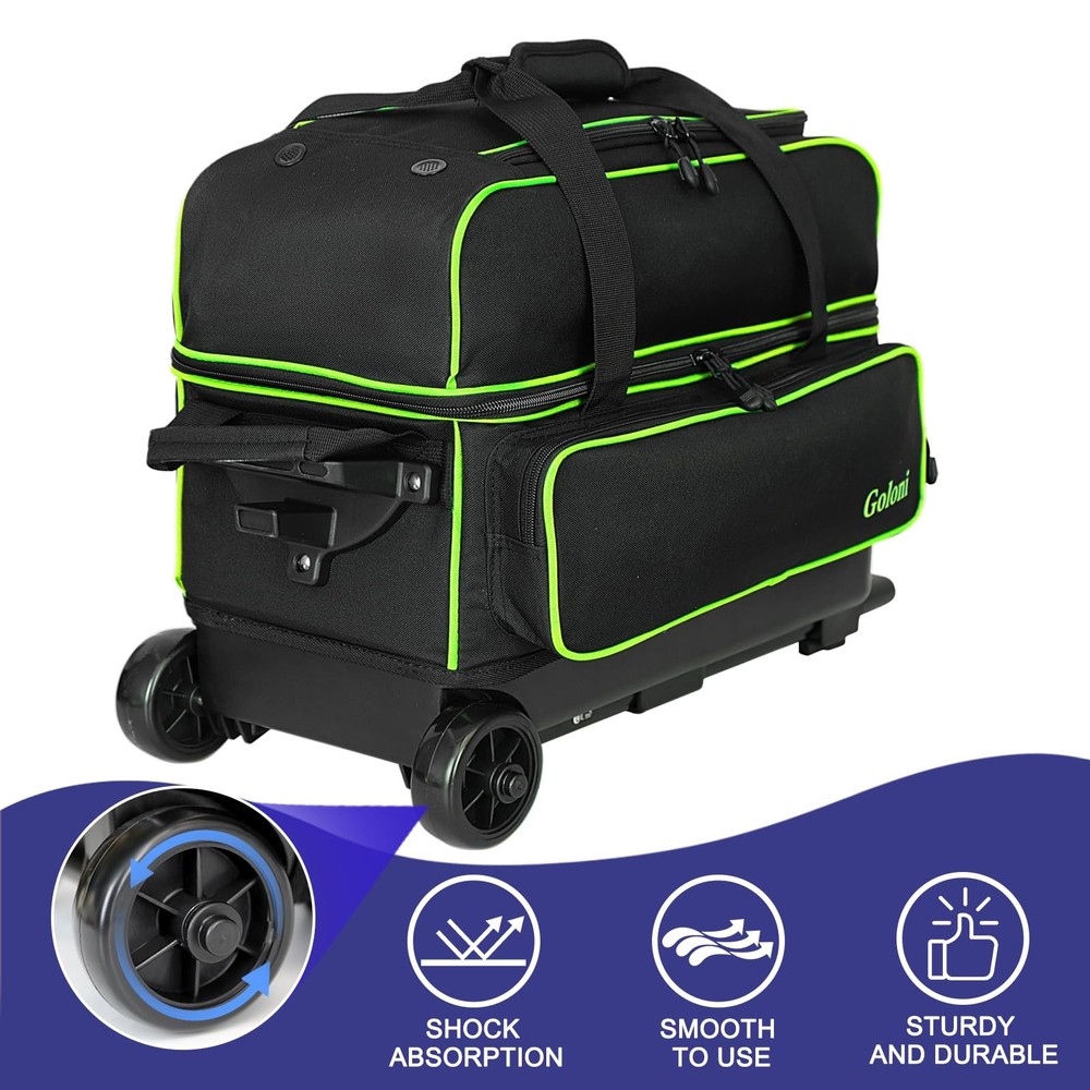 Goloni Double Roller 2 two bowling ball bag with wheels with Separate Shoe Compa