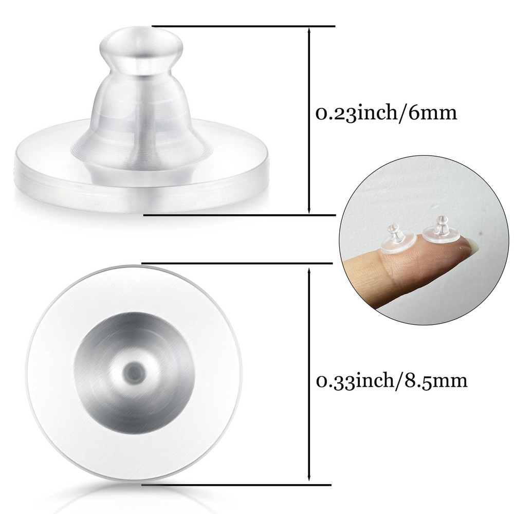 100 Pcs Clear Silicone Earring Backs for Studs, Plastic Rubber Pierced Ear Stops