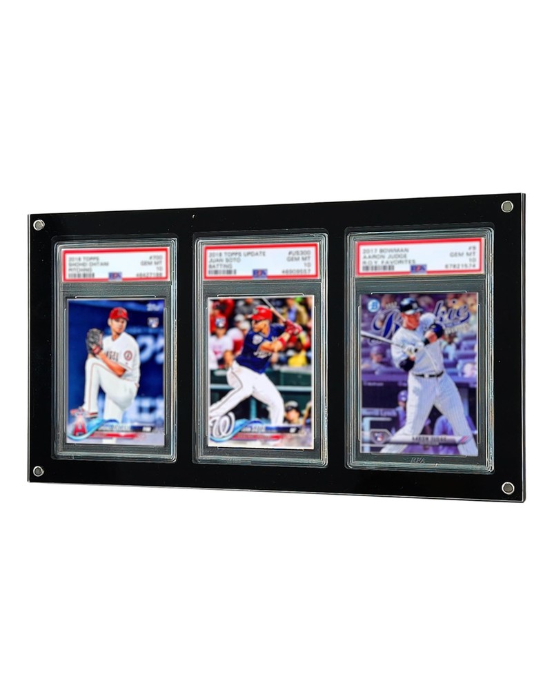 Acrylic Graded Card Display Frame for Collection - 3-Slot PSA Slab Black