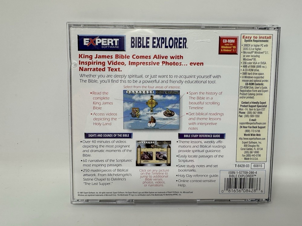 Bible Explorer Expert CD-Rom 1995 Expert Software MINT DISC!