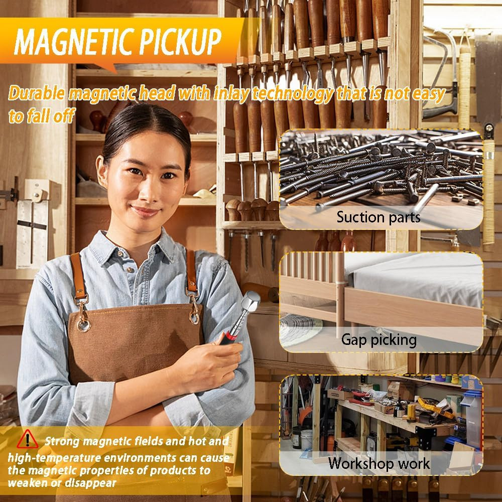 Telescoping Magnetic Pickup Tool Set Pull Force 22 Lb, Extendable Magnet Pick-Up
