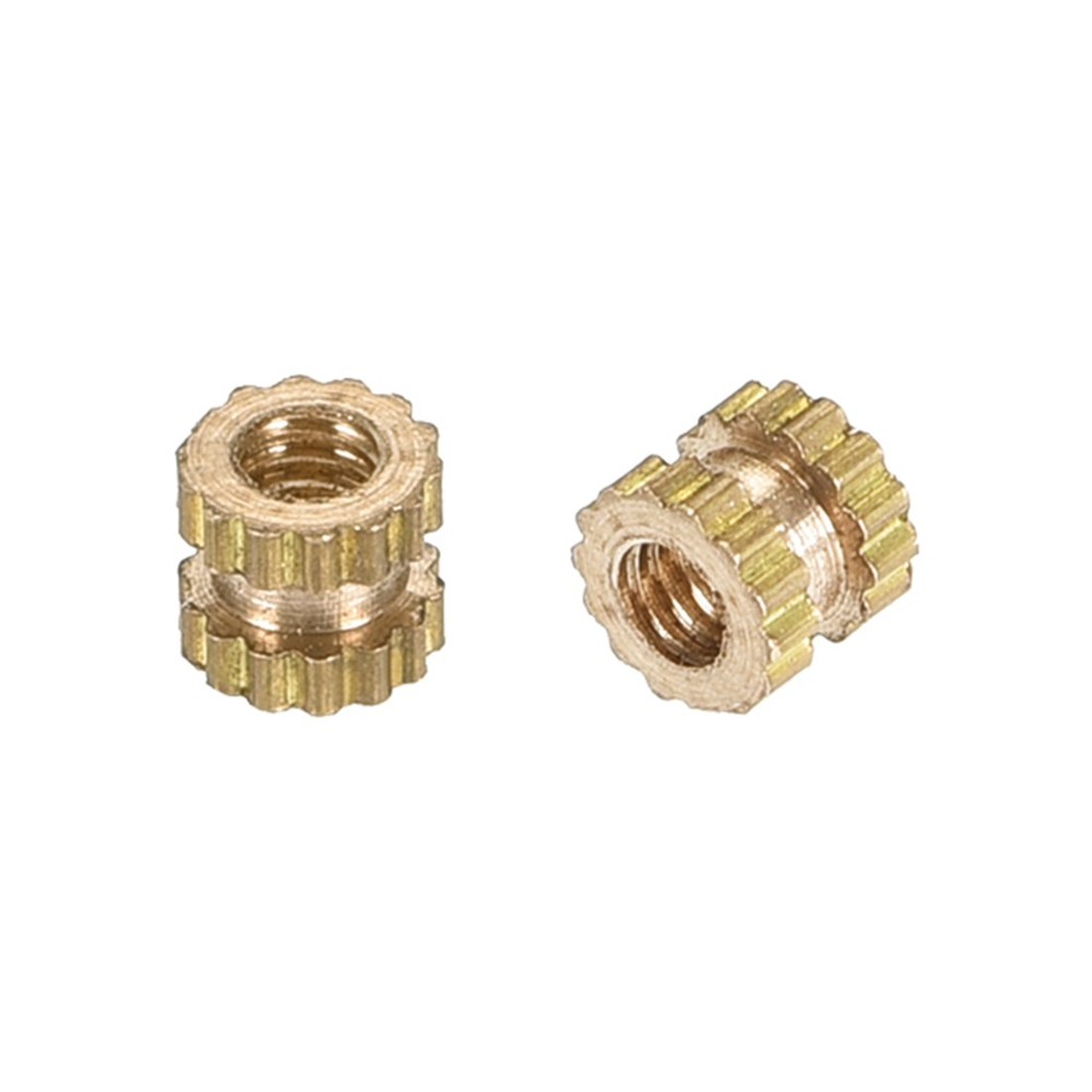 M2 x 3mm(L) x 3.5mm(OD) Brass Knurled Threaded Insert Embedment Nuts, 50 Pcs