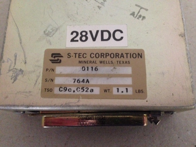 S-TEC Pitch Stabilization System (PSS) Display Unit 0116, 28VDC