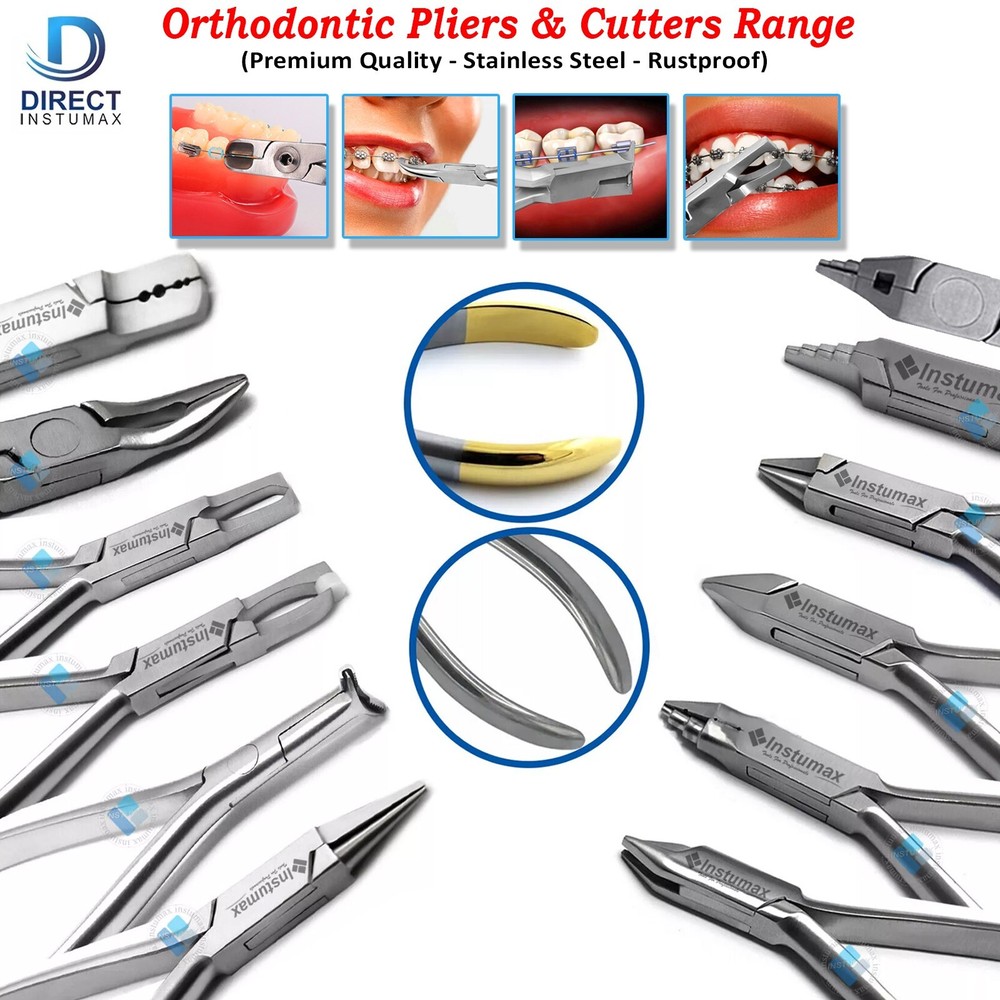 Orthodontic Dental Pliers Set - Wire Bending, Loop Forming, Crown Remover Range