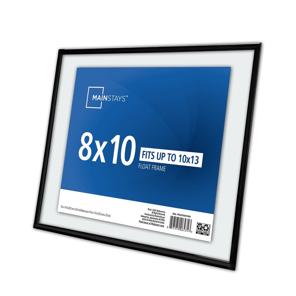 8x10 Picture Frame Black Front Loading Float Frame Wall/Tabletop Photo Frame
