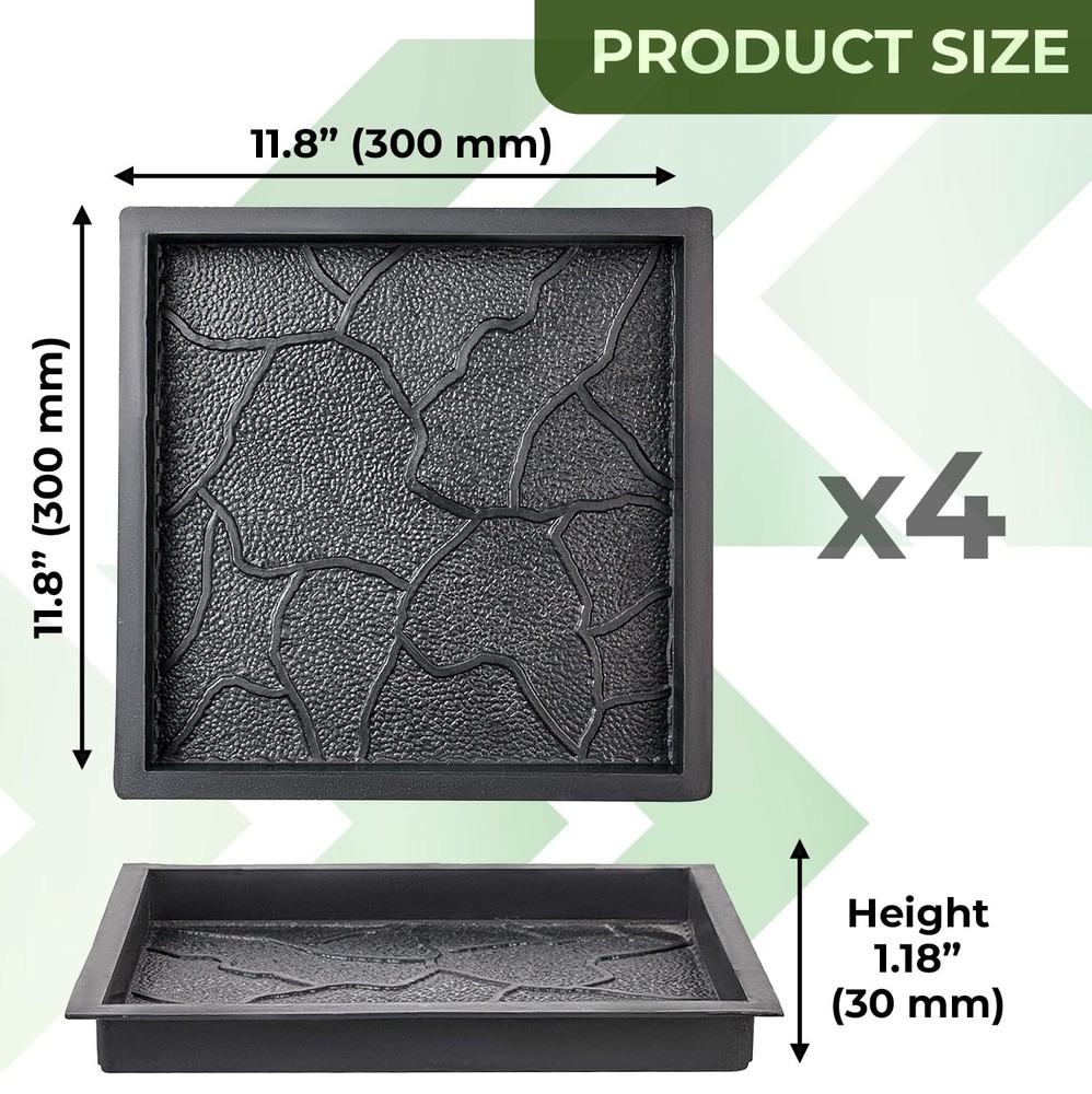 4 PCS Plastic Paving Mold Big Large Pathmaker Precast Concrete Stampcrete