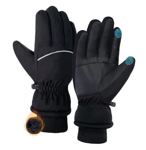 Winter Gloves for Men Women Warm Touchscreen Windproof Waterproof Medium Black