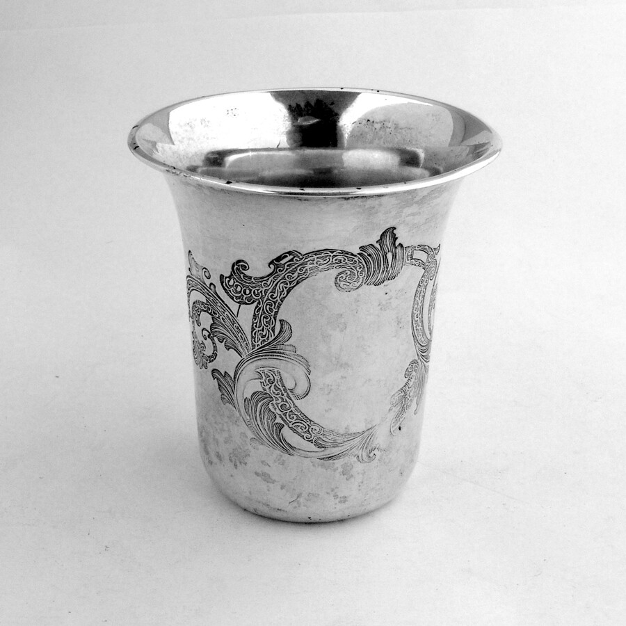 Beaker Cup 13 Loth Silver Engraved Cartouche No Mono