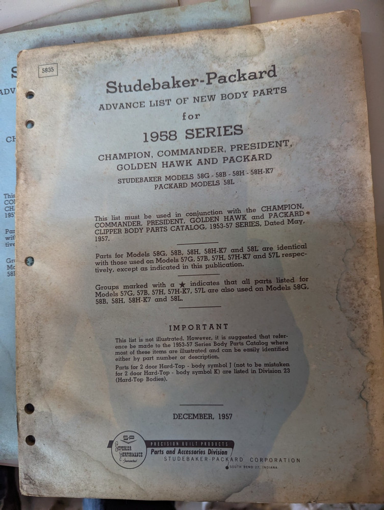 Studebaker Catalog (Three) 1957 & 1958