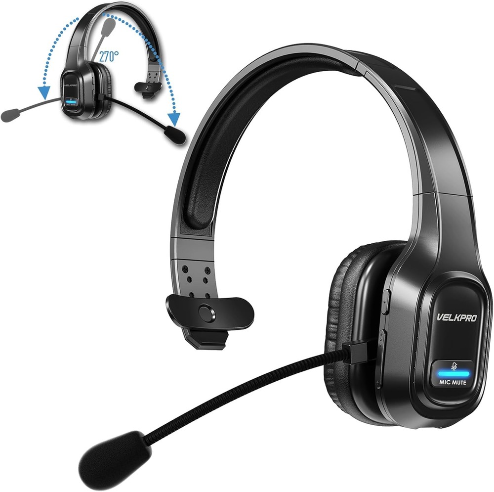 WIRELESS HEADPHONE WITH MICROPHONE Single-Ear Adjustable Noise Cancelling Mic