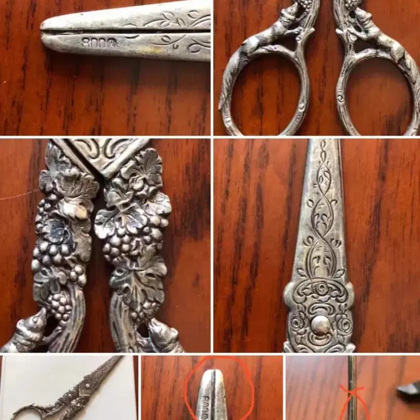19th Century Silver 800 Scissors Antique