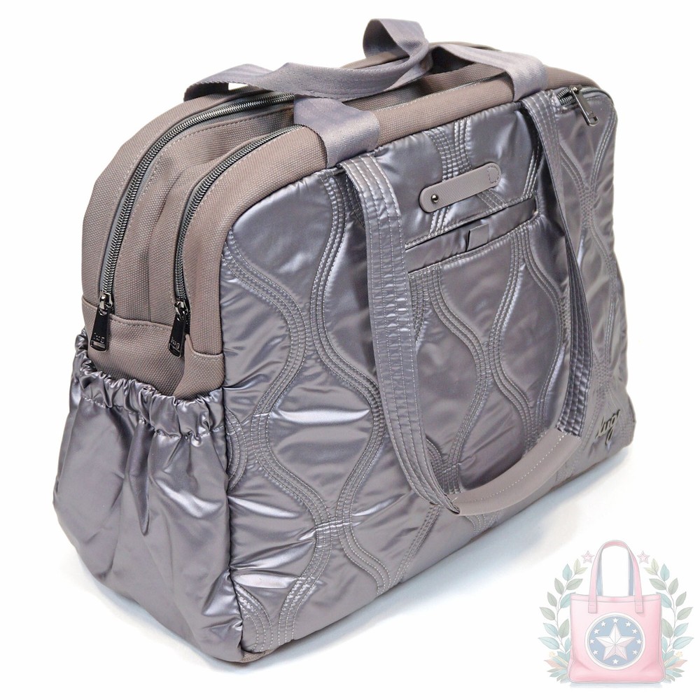❤️ Lug Aviator Metallic Pearl Matte Luxe Multi Compartment Tote Weekender Walnut