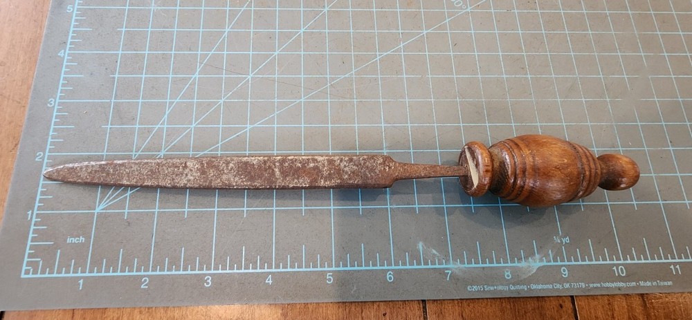 PRIMITIVE HANDMADE GOUGE TURNED HANDLE 10" LONG - mjkT