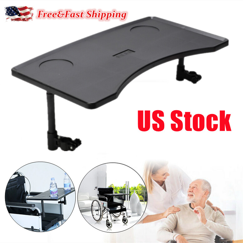 Wheelchair Table Tray w/Cup Holders Durable Removable for Easting Reading US