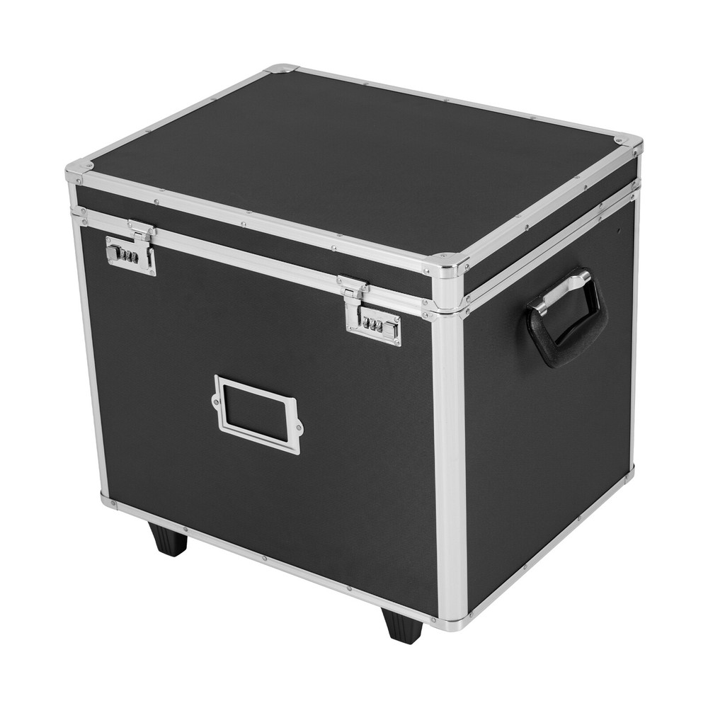 Aluminum Alloy Document Box File Organizer Rolling Locking Filing Storage Box