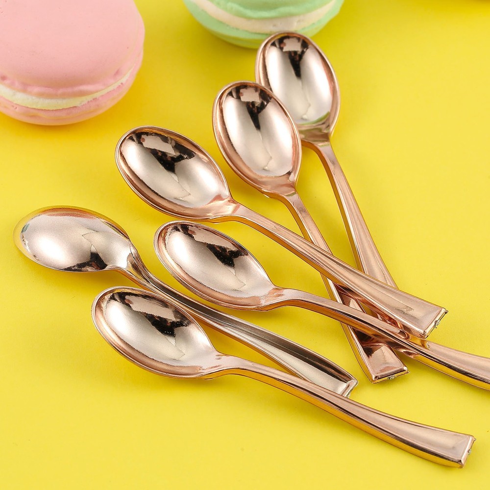 4" long Rose Gold Dessert Spoons Wedding Dinner Party Home Disposable Tableware
