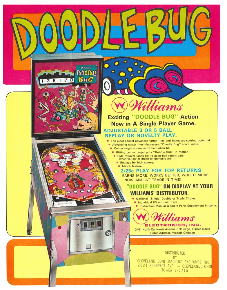 Doodle Bug Williams Pinball Flyer / Brochure/ Ad