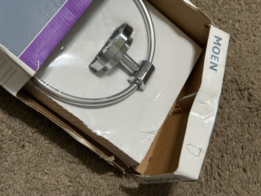 Moen Iso Towel Ring Chrome Wall Mount Modern Round Bathroom Holder DN0786CH