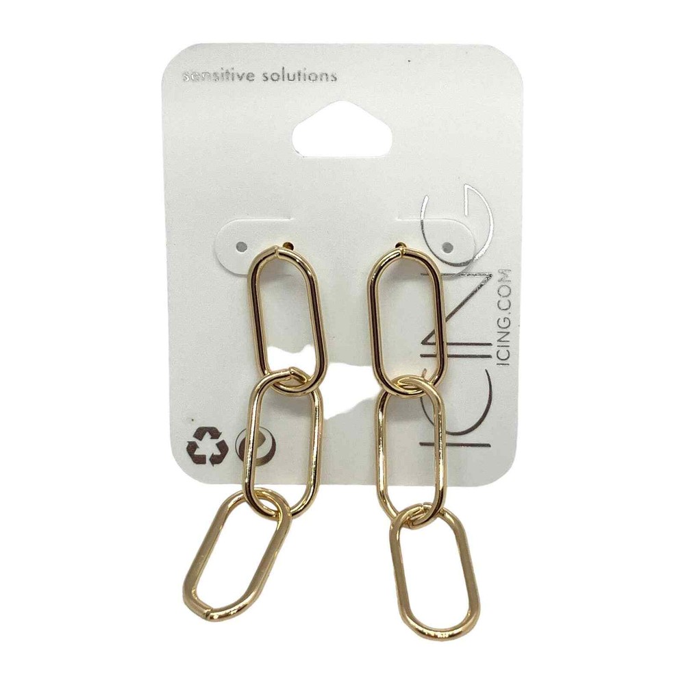 Icing Sensitive Solutions Gold Tone Chain Link Dangle Earrings E4ABI