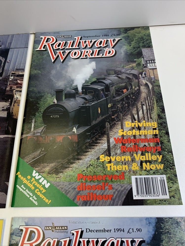 Railway World Magazine 1994 Complete - 12 Very Good Condition Issues. Unbound
