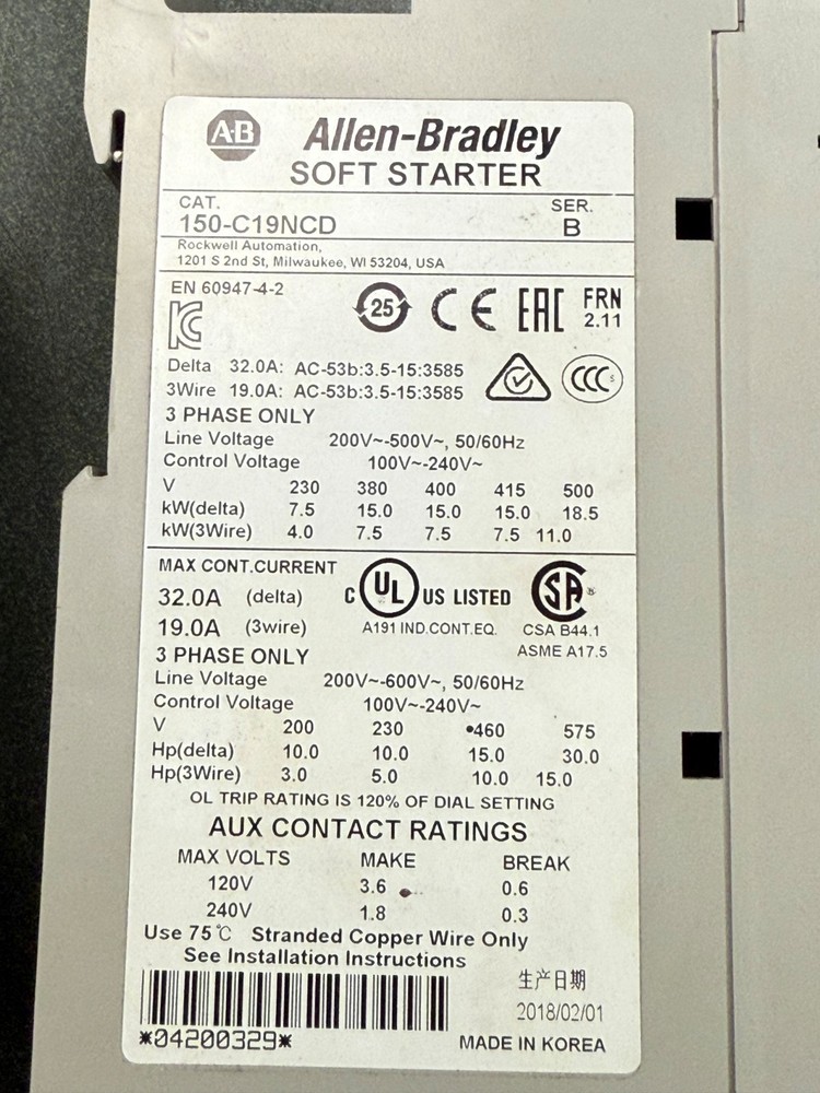 ALLEN-BRADLEY 150-C19NCD - SMART MOTOR CONTROLLER
