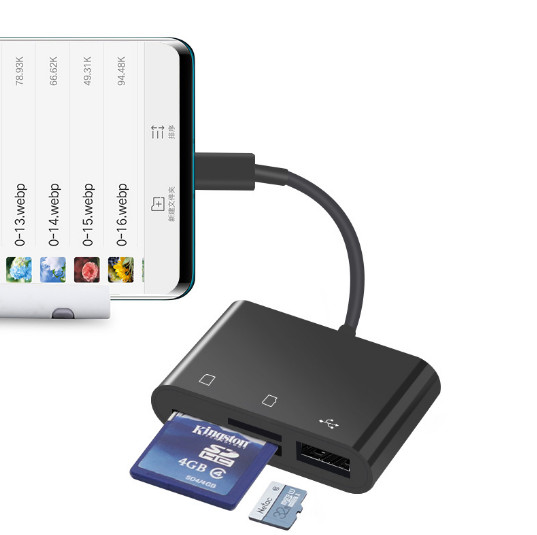 Multifunctional Memory Card Reader 3 in 1 Micro-USB TF SD Card OTG Card Reader