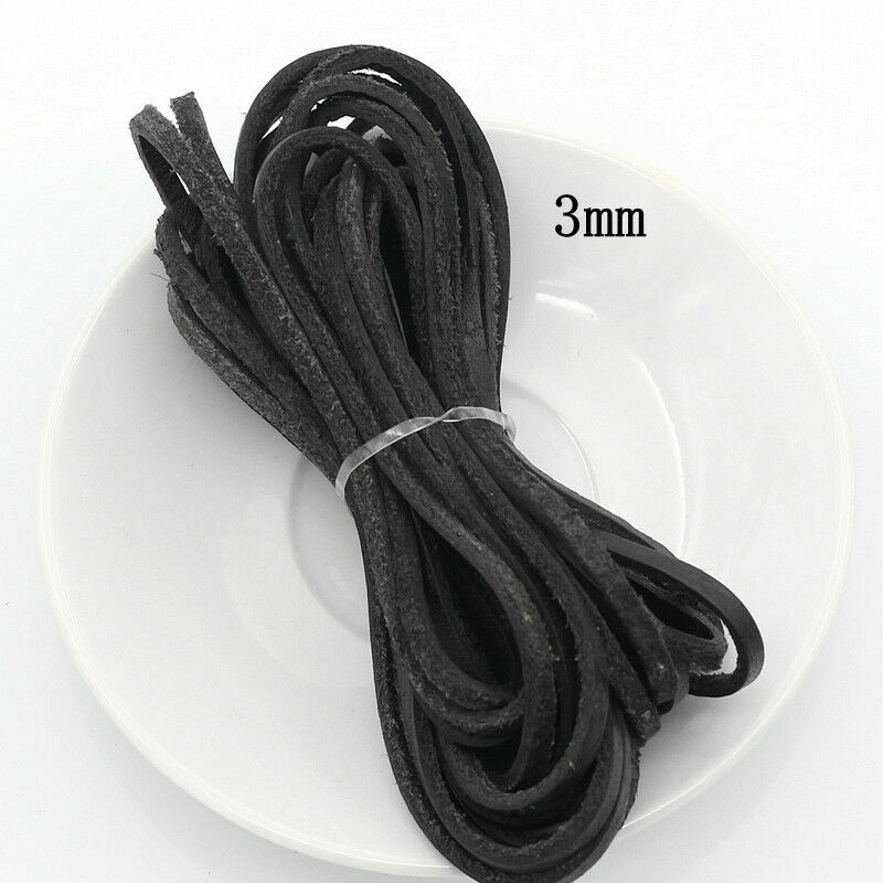 5M Flat Real Genuine Leather Rope Cord Strap String First Layer Cowhide DIY Home