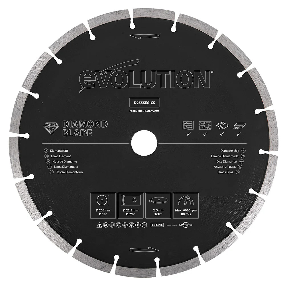 Evolution D255SEG-CS Segmented Edge Diamond Saw Blade, 10 Inch