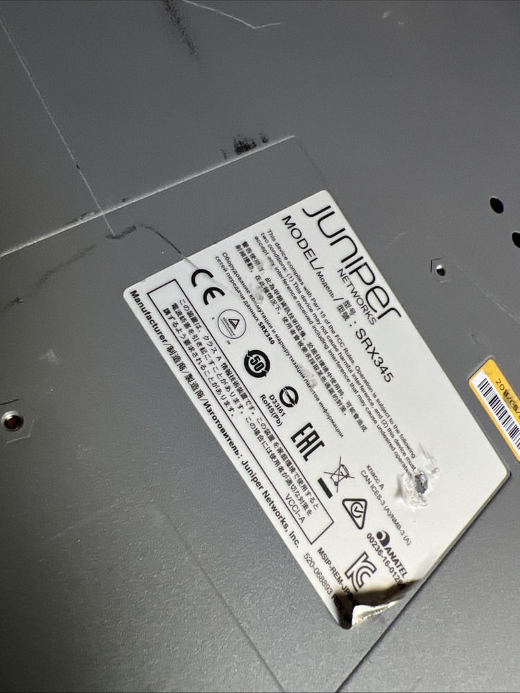 Juniper SRX345-SYS-JB Firewall 16x 1GbE 4x SFP Services Gateway