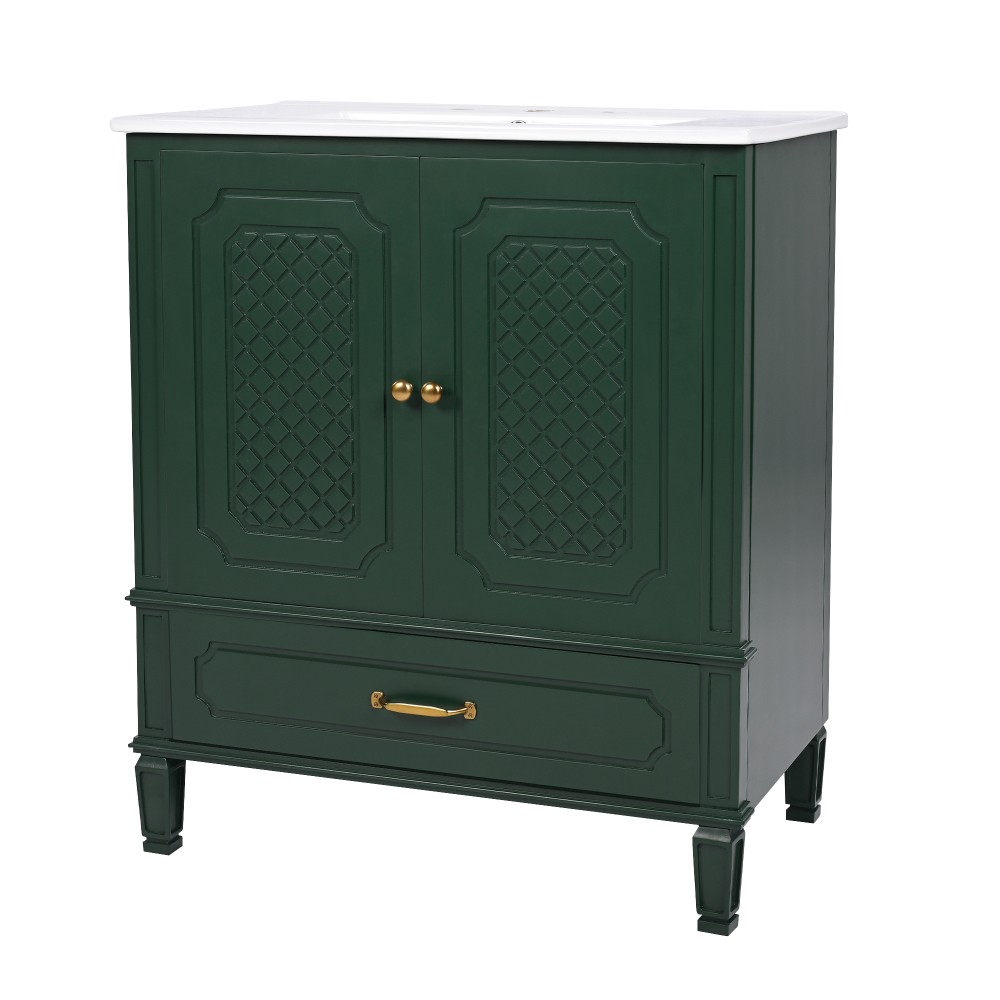 30" Bathroom Vanity with Sink Vintage Style, Multi-functional Storage Space