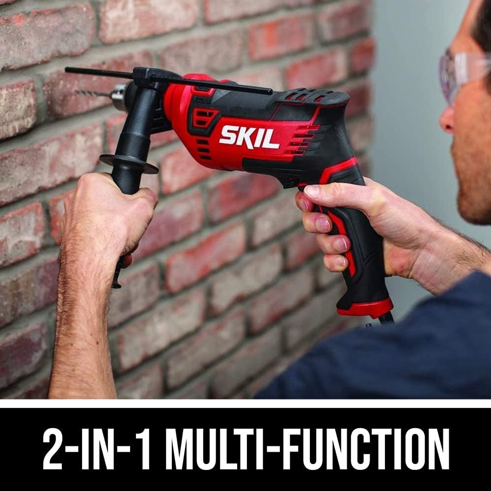 High Torque 7.5-Amp Hammer Drill - 1/2" Keyed Chuck, Variable Speed Control