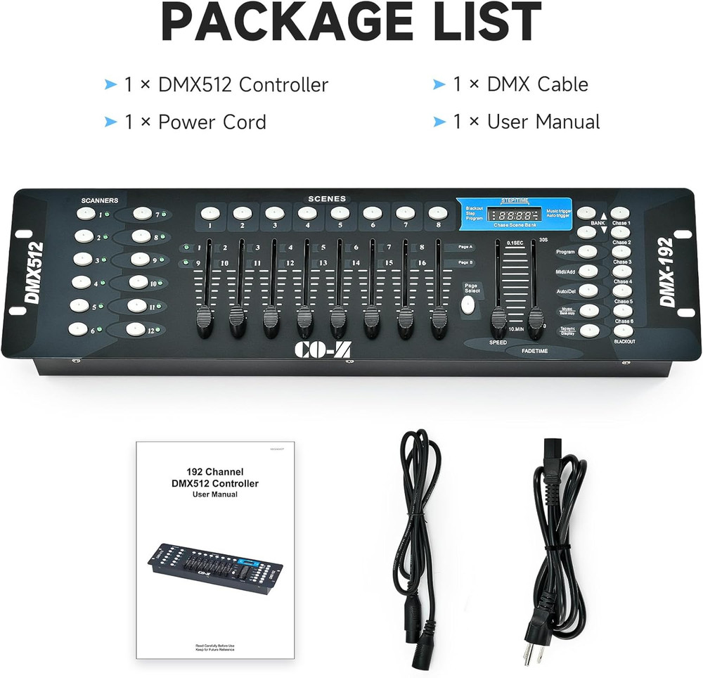 192 DMX 512 Stage DJ Light Controller Lighting Mixer Board Console for Light Sho