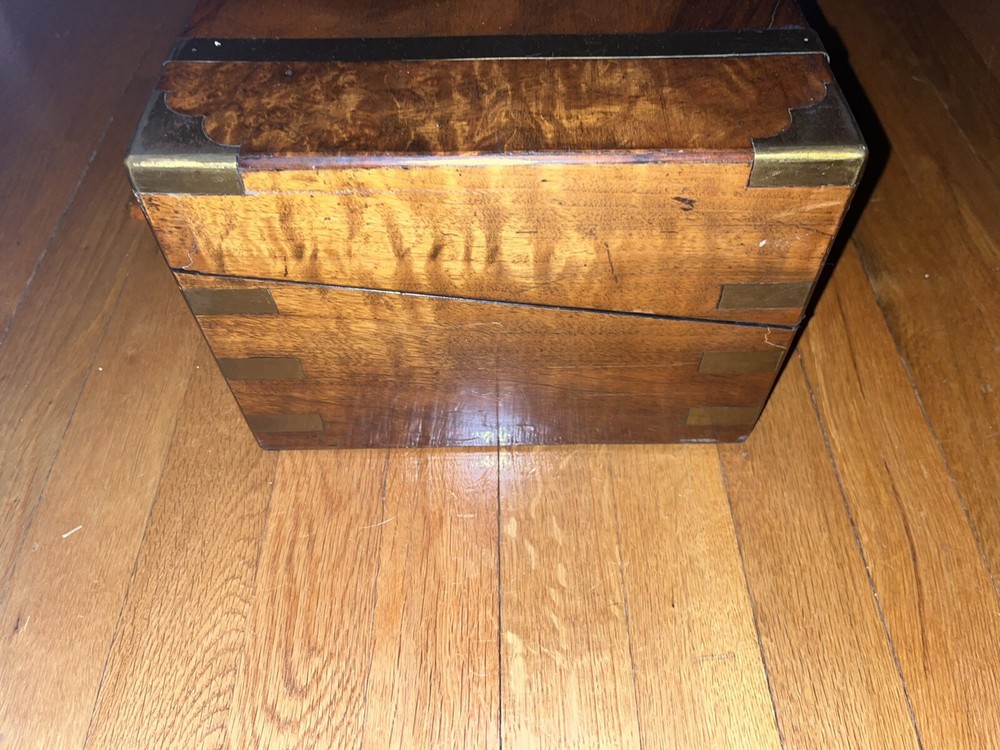 Antique Walnut Writing Slope Box with Secret Compartments