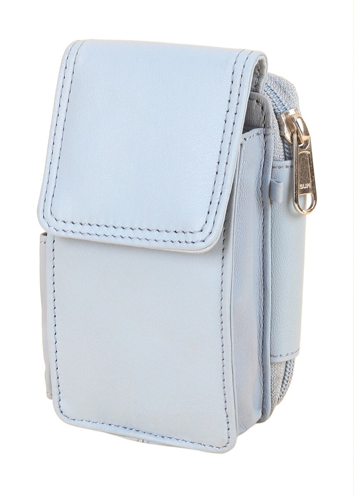 Leatherboss Cigarette Case Lighter holder Attached All Around Zipper SKY BLUE