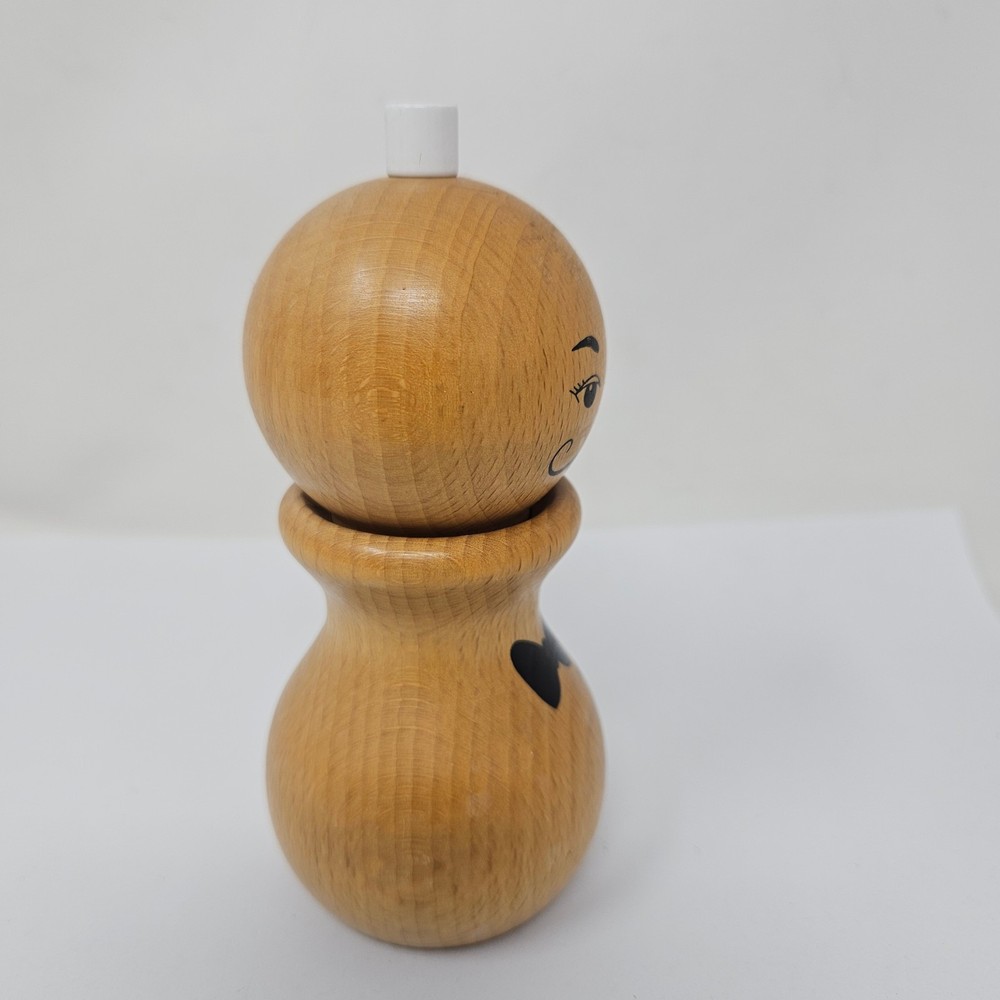 Mini Chefs Face with Bow Tie Wood Pepper Mill Grinder Made In Denmark