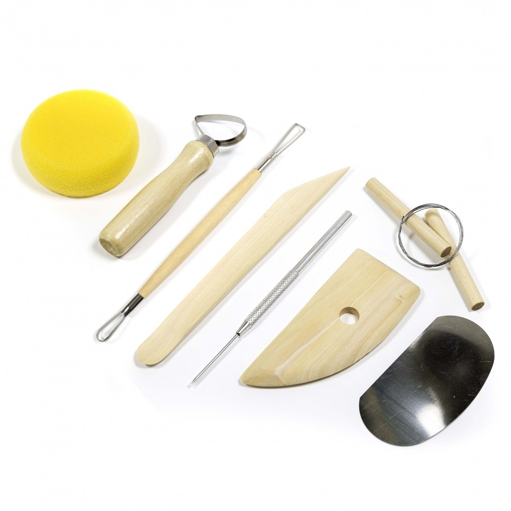 Basic Pottery Kit Clay Molding Hobby Arts and Craft Tool Set for Beginners 8pc
