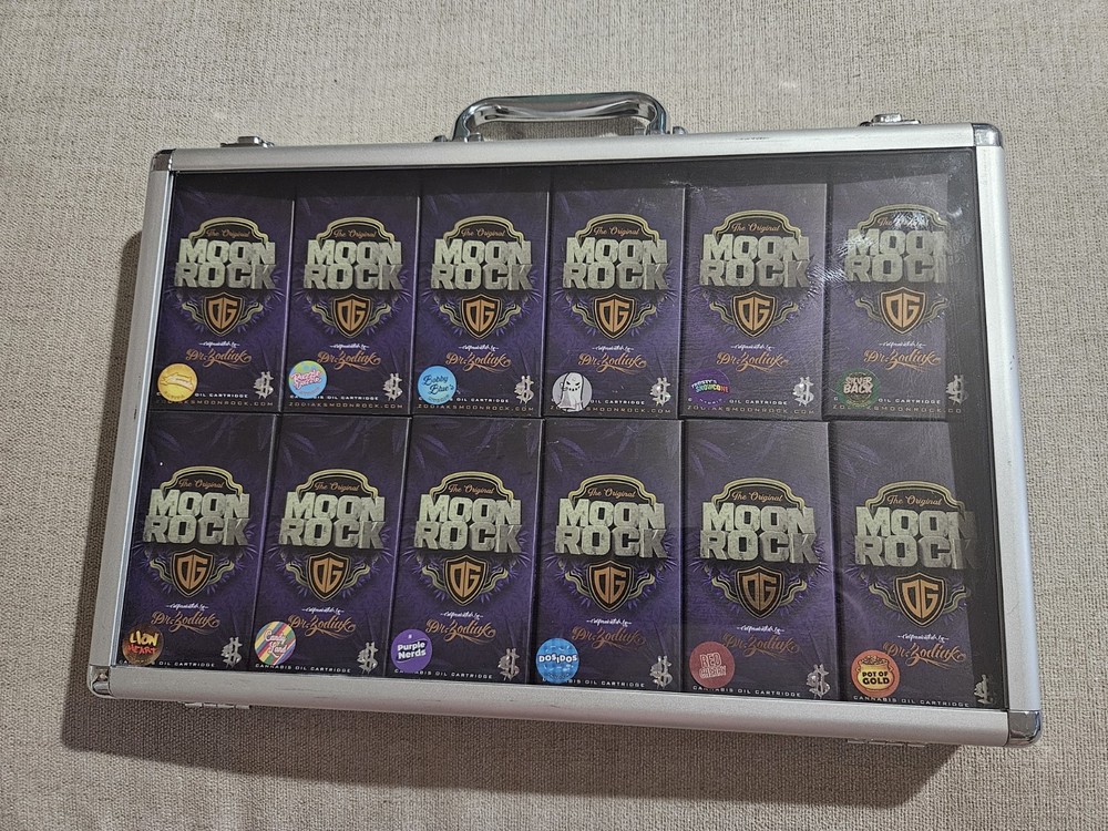 Dr Zodiak Moon Rock Briefcase Aluminum Display Lined Case Clear View EMPTY BOXES