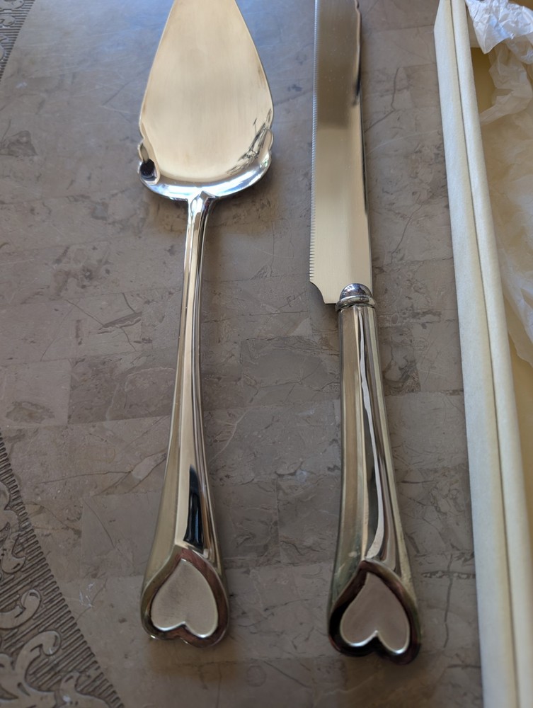 LENOX Wedding Promises Silver plated Cake Dessert Serving Set 2 Piece Gift Case